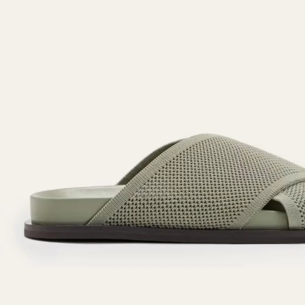EVERLANE The ReKnit City Flatform Sandal Seagrass Green Crossover Strap 5 NEW - Picture 4 of 12